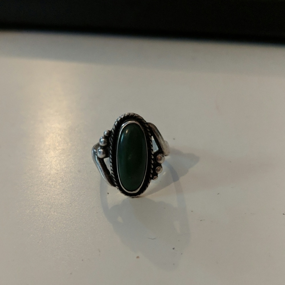 Vintage Sterling Green Southwestern Ring